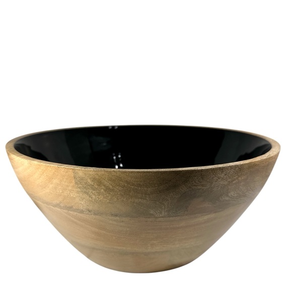 NEW Towle Living MANGO WOOD & BLACK Large Round Serving Bowl - Picture 2 of 6